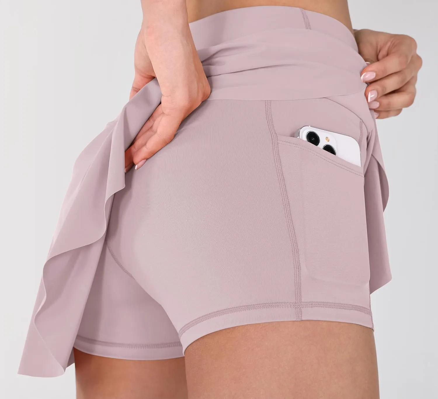 ODODOS Women's Tennis Skirts with Pockets Crossover High Waist Built-in Shorts Athletic Golf Skorts