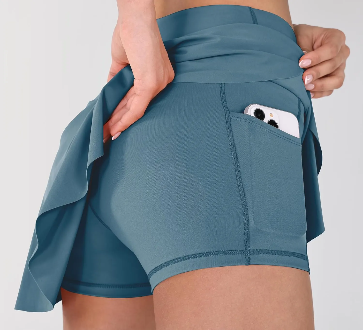 ODODOS Women's Tennis Skirts with Pockets Crossover High Waist Built-in Shorts Athletic Golf Skorts