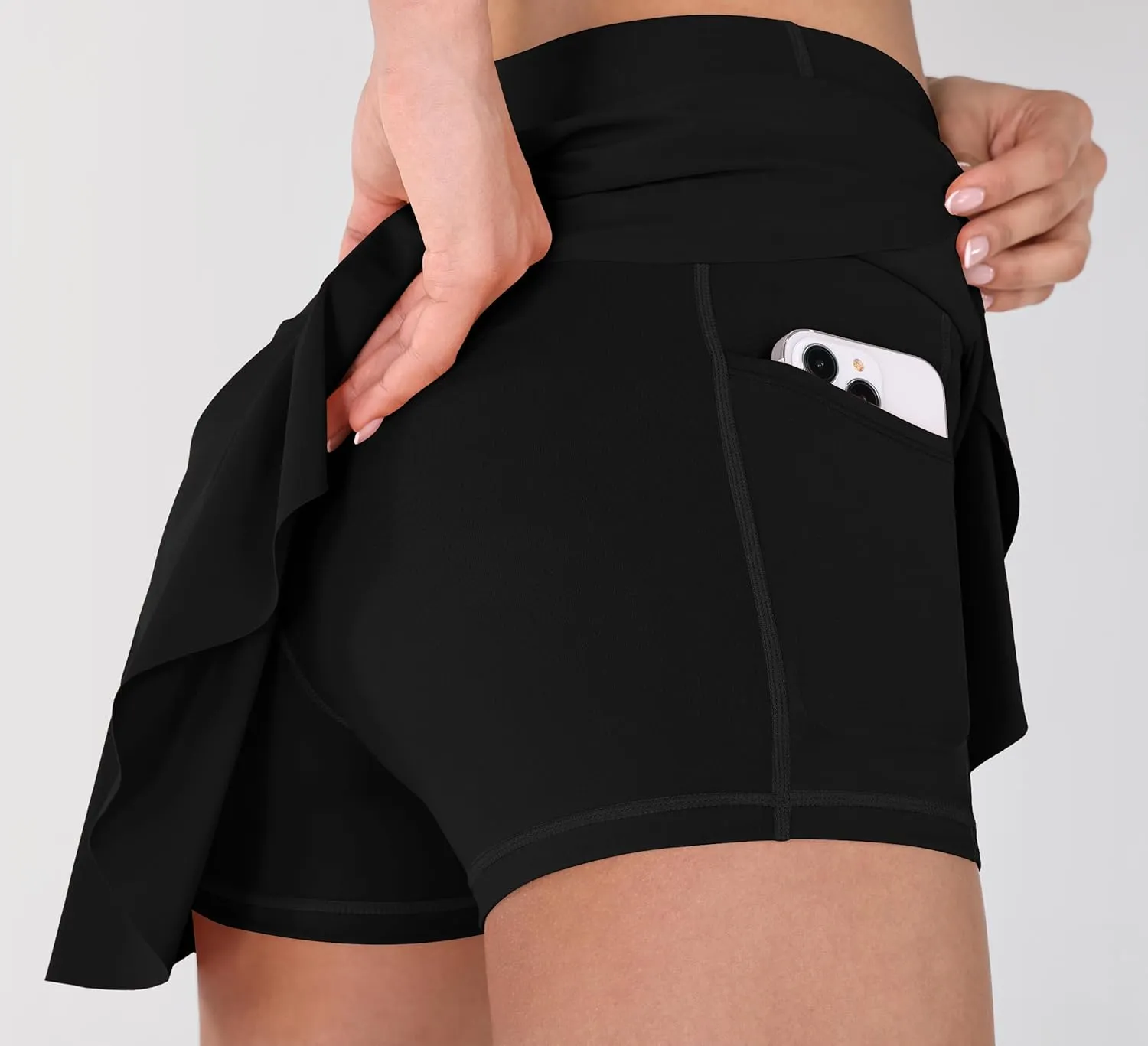 ODODOS Women's Tennis Skirts with Pockets Crossover High Waist Built-in Shorts Athletic Golf Skorts