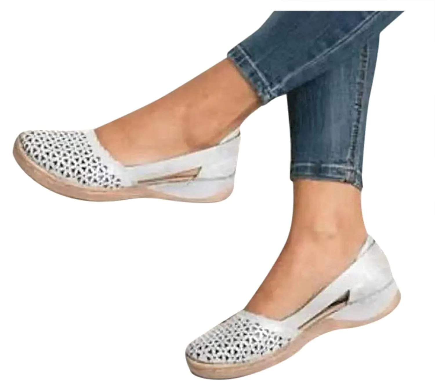 Orthopedic Wedge Sandals for Women Summer Dressy Closed Toe Hollow Out Wedge Sandals Casual Slip-On Slippers Comfortable