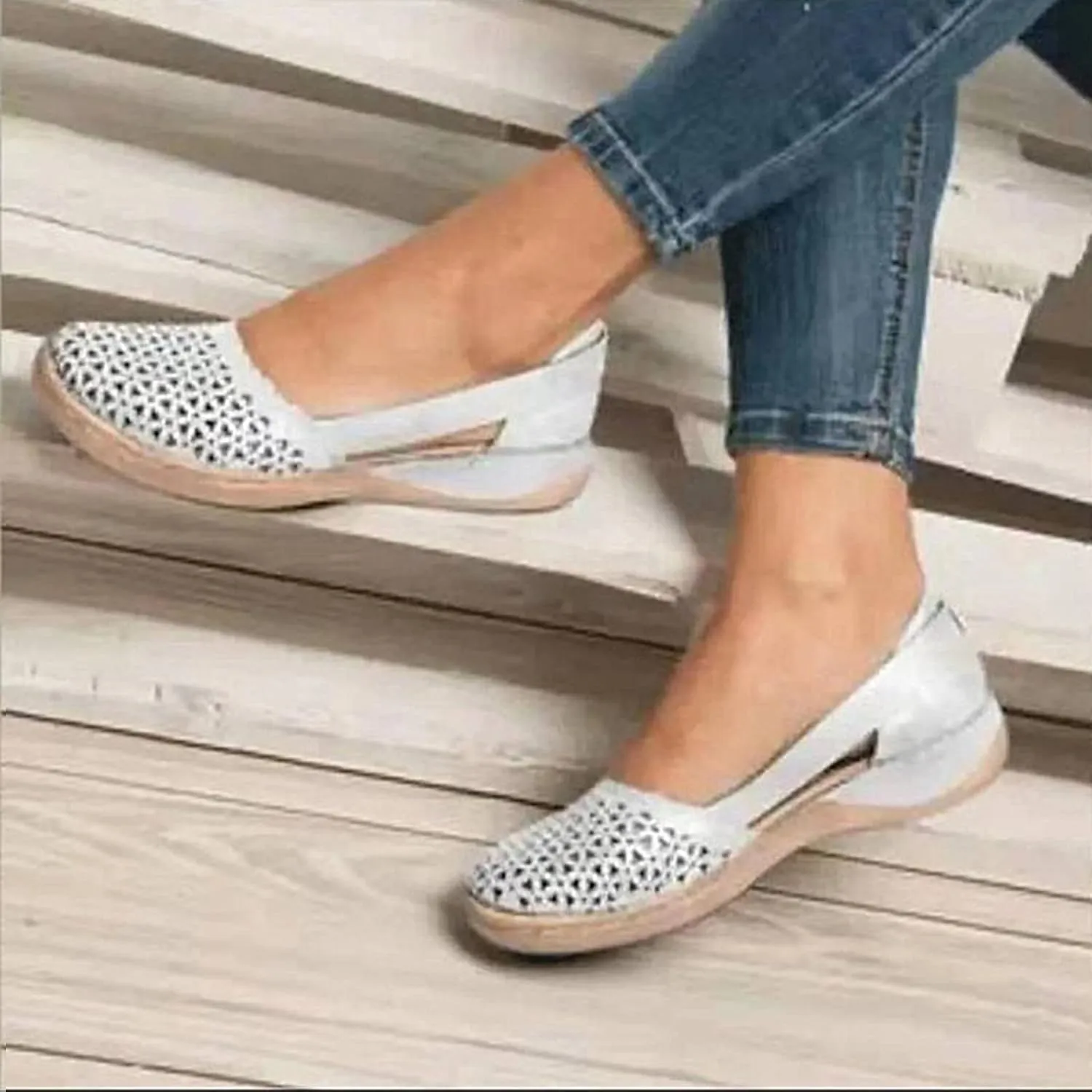Orthopedic Wedge Sandals for Women Summer Dressy Closed Toe Hollow Out Wedge Sandals Casual Slip-On Slippers Comfortable