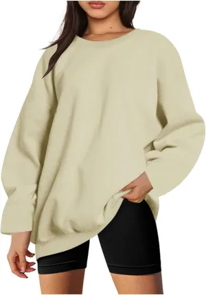 Oversized Sweatshirts for Women Loose Fit Casual Crewneck Lightweight Sweatshirts Long Sleeve Versatile Pullover