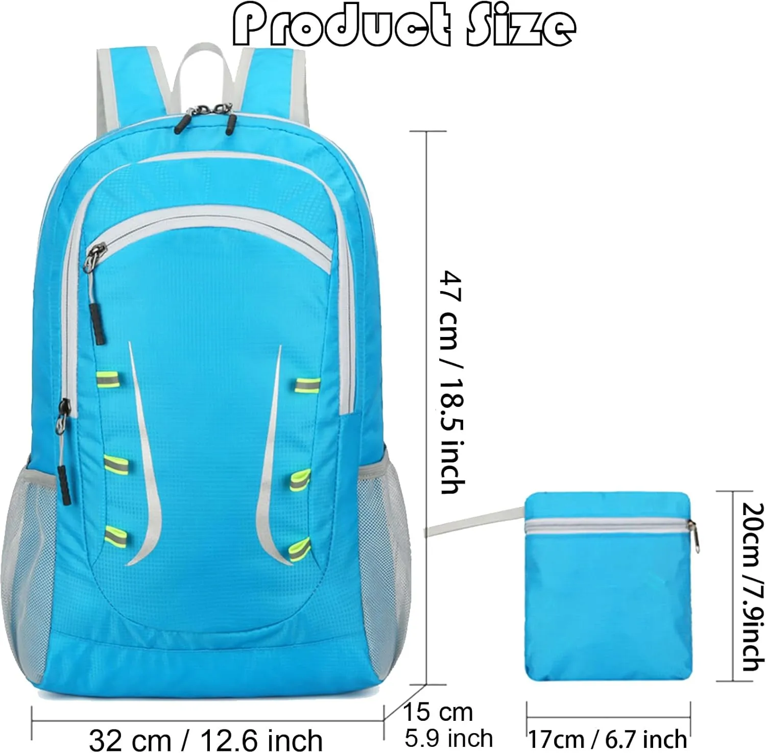 Packable Travel Backpack Foldable Lightweight Hiking Backpack for Women and Men Black Waterproof Small Backpack Mini Camping Back Pack for Beach Gym Outdoor Sport Running Travel Essentials
