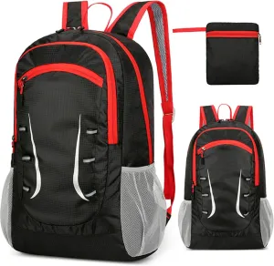 Packable Travel Backpack Foldable Lightweight Hiking Backpack for Women and Men Black Waterproof Small Backpack Mini Camping Back Pack for Beach Gym Outdoor Sport Running Travel Essentials