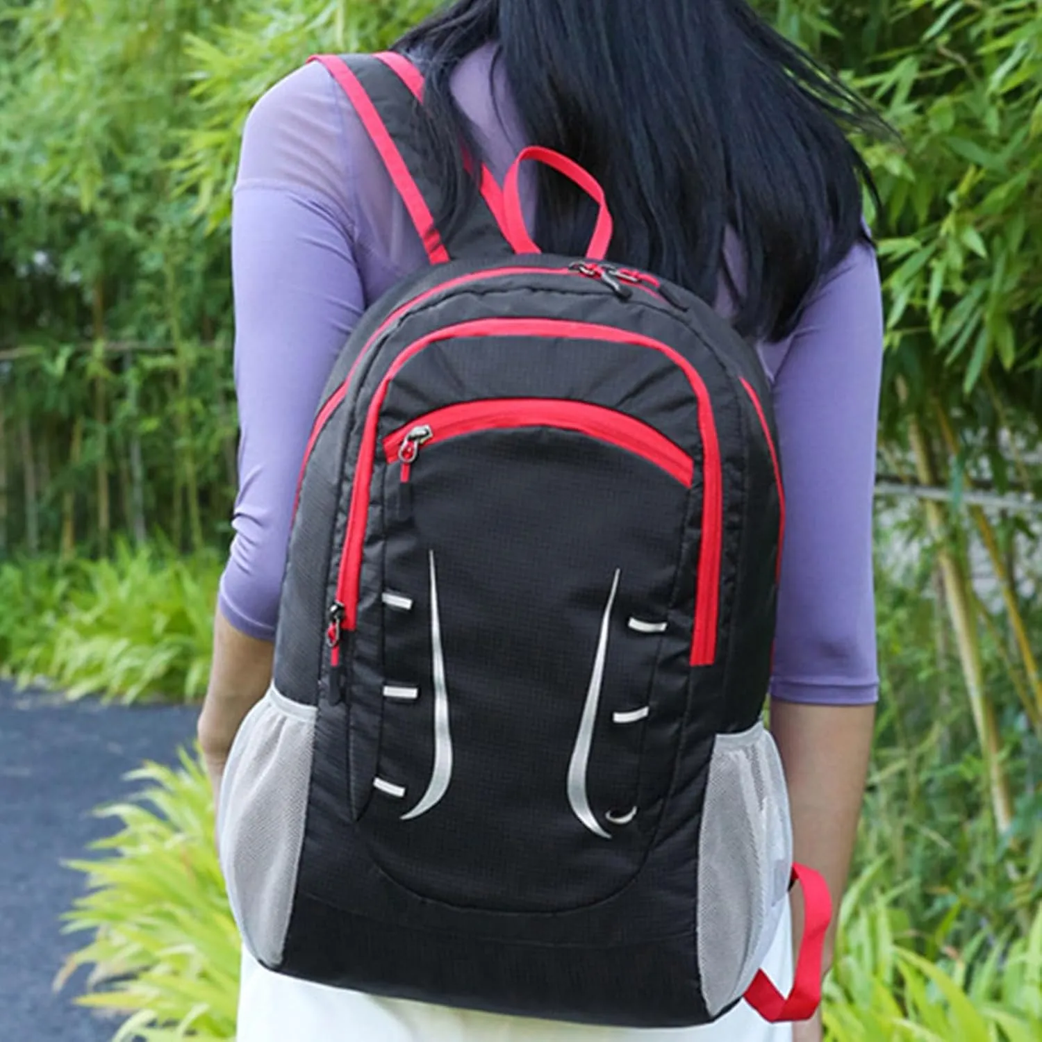 Packable Travel Backpack Foldable Lightweight Hiking Backpack for Women and Men Black Waterproof Small Backpack Mini Camping Back Pack for Beach Gym Outdoor Sport Running Travel Essentials