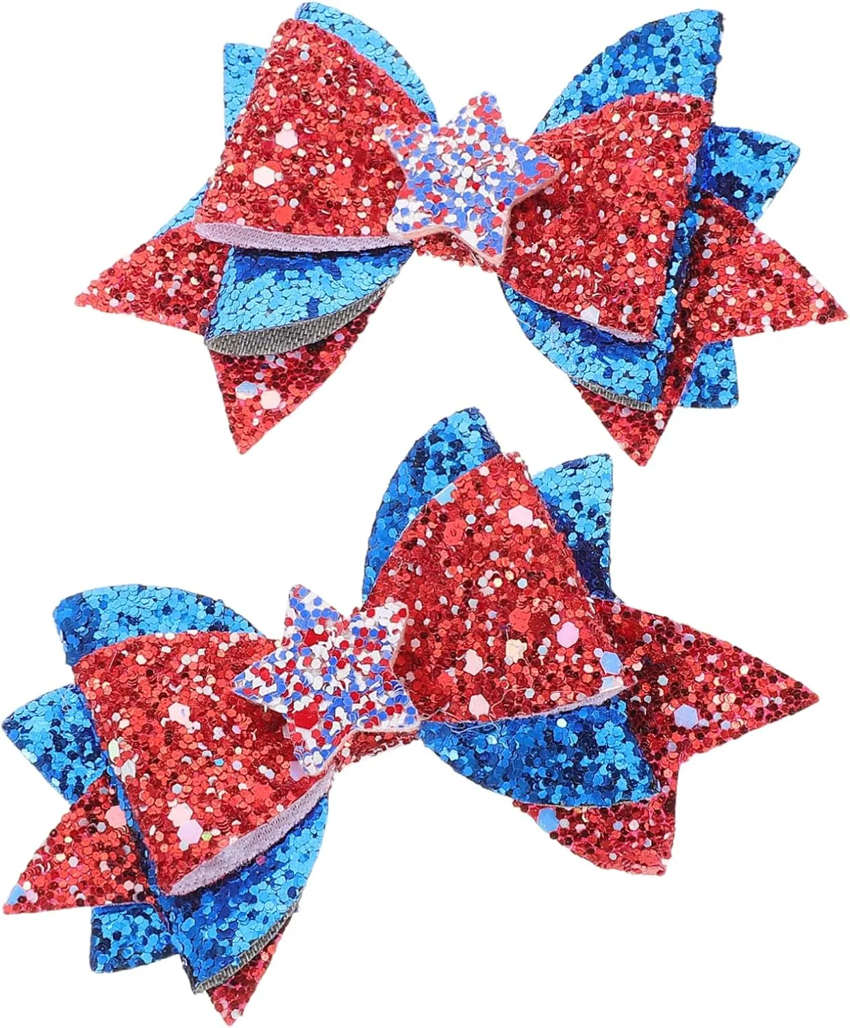PartyKindom 1 Pair Independence Day Hair Clips Cute Star and Bow Barrettes for Lightweight Patriotic Hair Accessories for July Celebrations Stylish Holiday Ornaments