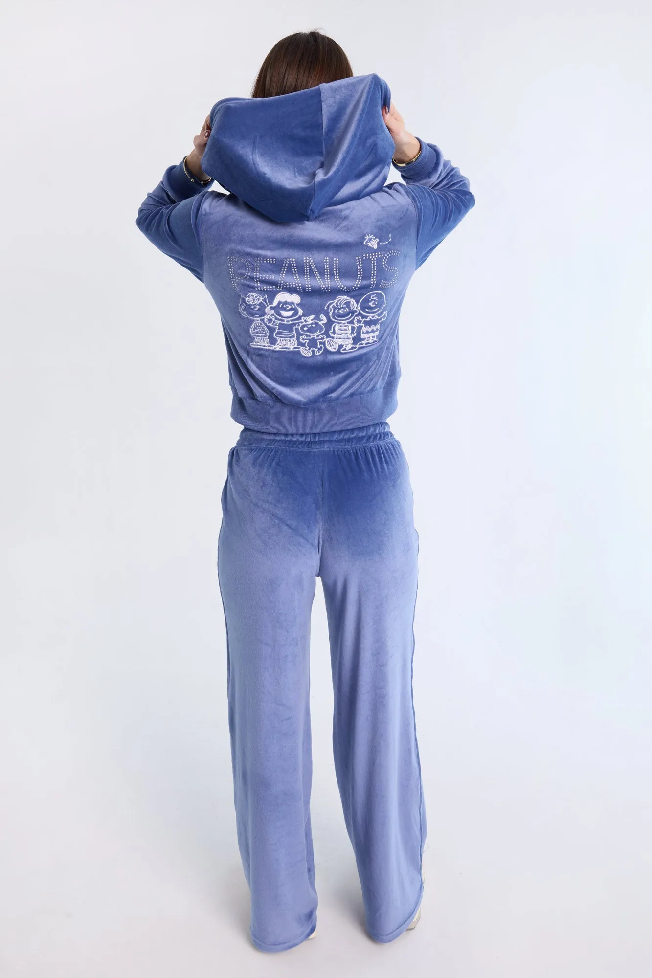Peanuts Charlie Brown Velour Zip-Up Hoodie And Sweatpants 2-Piece Set