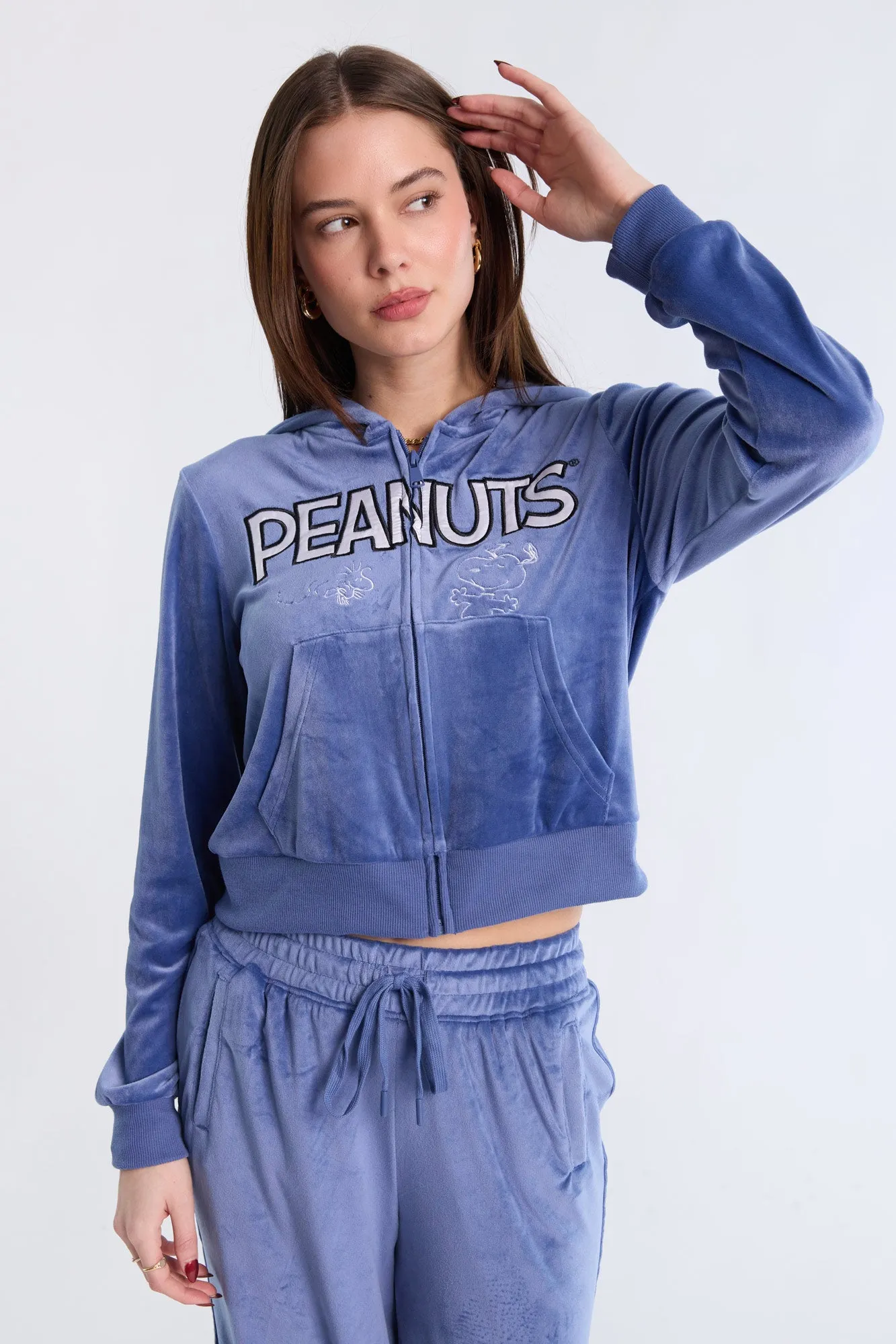 Peanuts Charlie Brown Velour Zip-Up Hoodie And Sweatpants 2-Piece Set