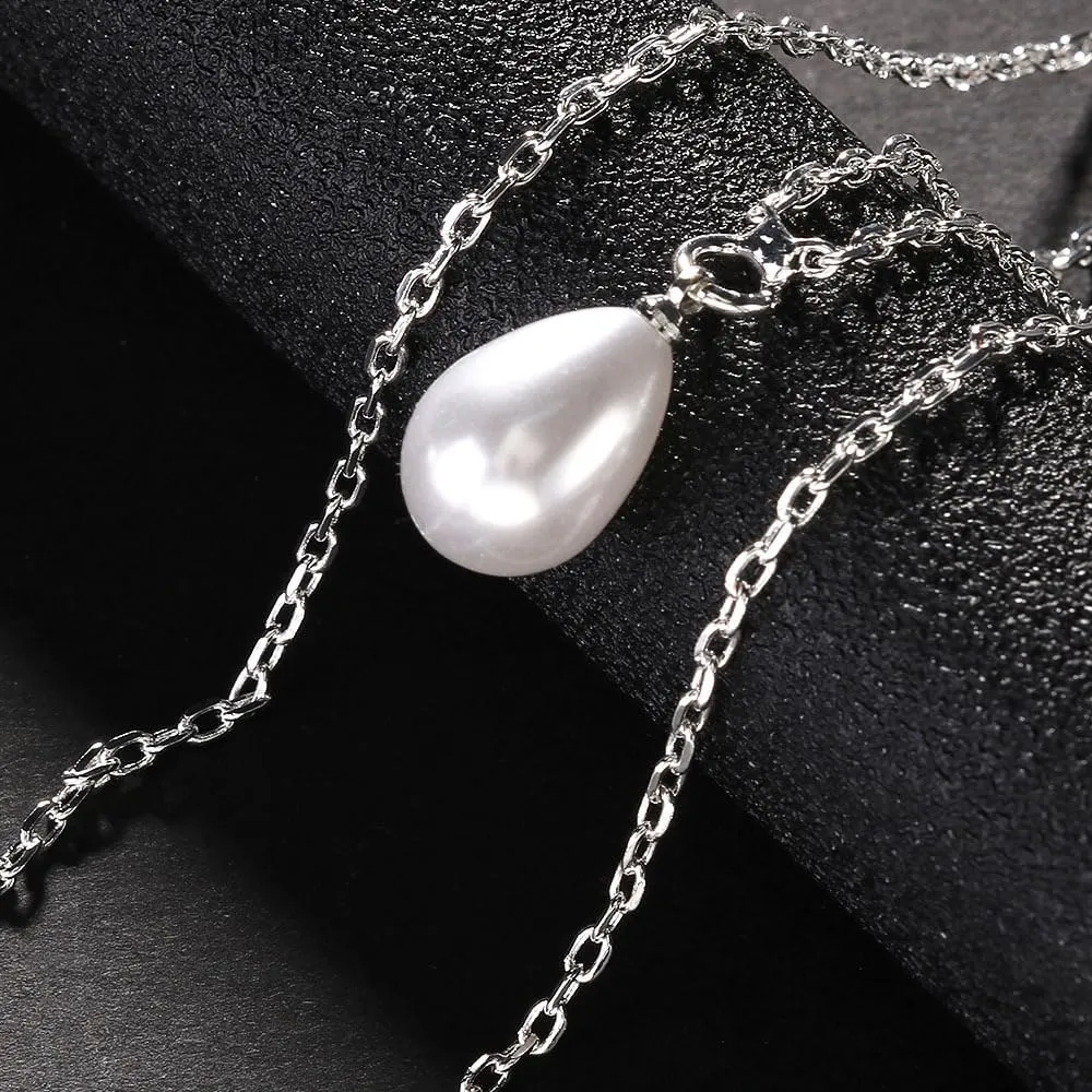Pearl Back Chain Necklace for Women, Gold Y-Shape Body Chain for Backless Dress, 18.1 inch Length