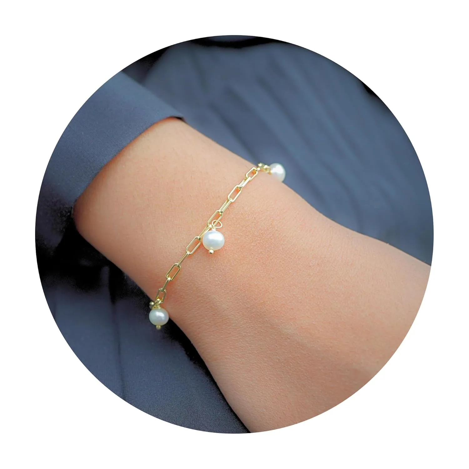 Pearl Bracelet for Women - 18K Gold Plated Dainty Pearl Jewelry - Adjustable Freshwater Pearl Bracelet - Elegant Small Pearl Bracelets for Women - Sophisticated and Stylish Accessory