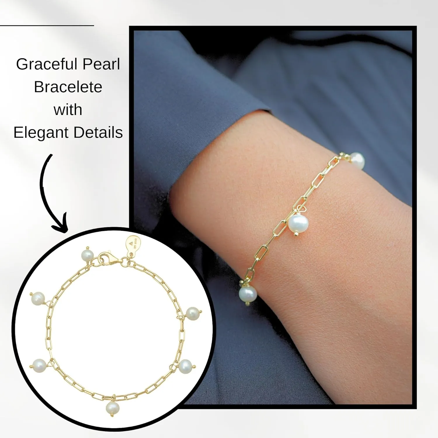 Pearl Bracelet for Women - 18K Gold Plated Dainty Pearl Jewelry - Adjustable Freshwater Pearl Bracelet - Elegant Small Pearl Bracelets for Women - Sophisticated and Stylish Accessory