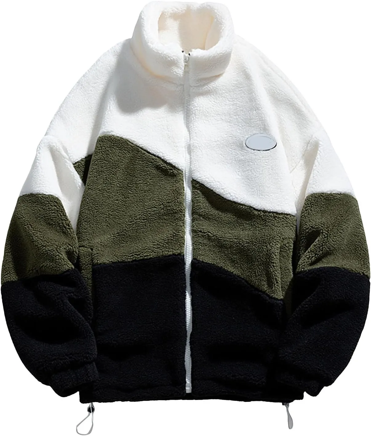 peqiut Winter Jacket For Men Cotton Padded Zipper Warm Fall Winter Hoodless Coats Patchwork Color Jacket Comfort