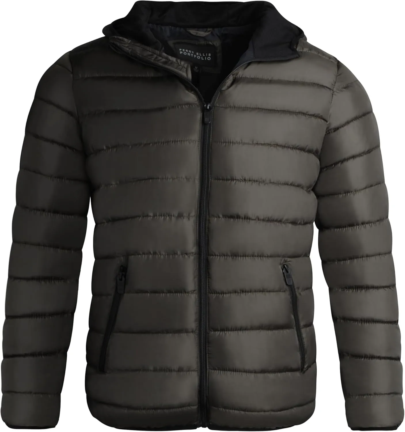 Perry Ellis Men's Winter Jacket - Soft Fleece Quilted Packable Puffer Hooded Down Jackets - Winter Jackets for Men (S-XXL)