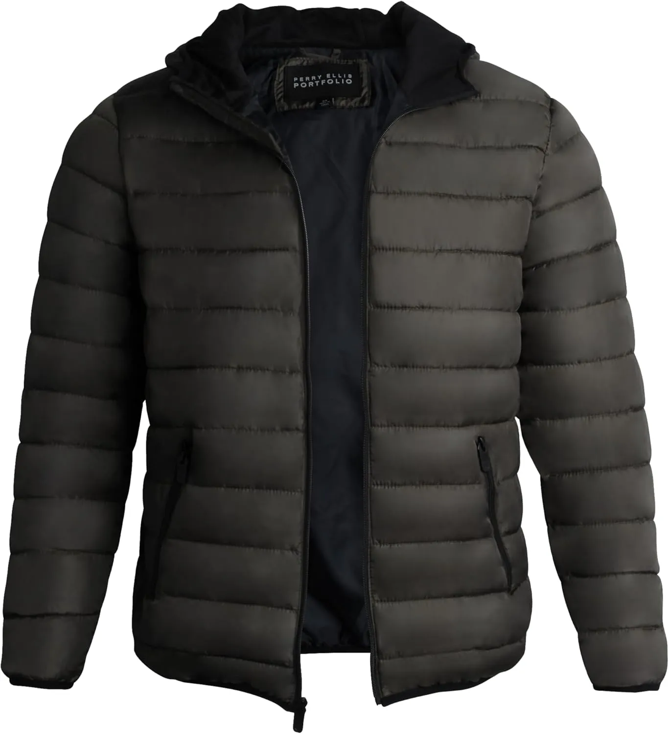Perry Ellis Men's Winter Jacket - Soft Fleece Quilted Packable Puffer Hooded Down Jackets - Winter Jackets for Men (S-XXL)