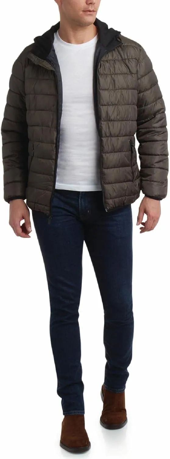 Perry Ellis Men's Winter Jacket - Soft Fleece Quilted Packable Puffer Hooded Down Jackets - Winter Jackets for Men (S-XXL)