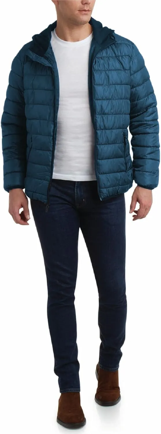 Perry Ellis Men's Winter Jacket - Soft Fleece Quilted Packable Puffer Hooded Down Jackets - Winter Jackets for Men (S-XXL)