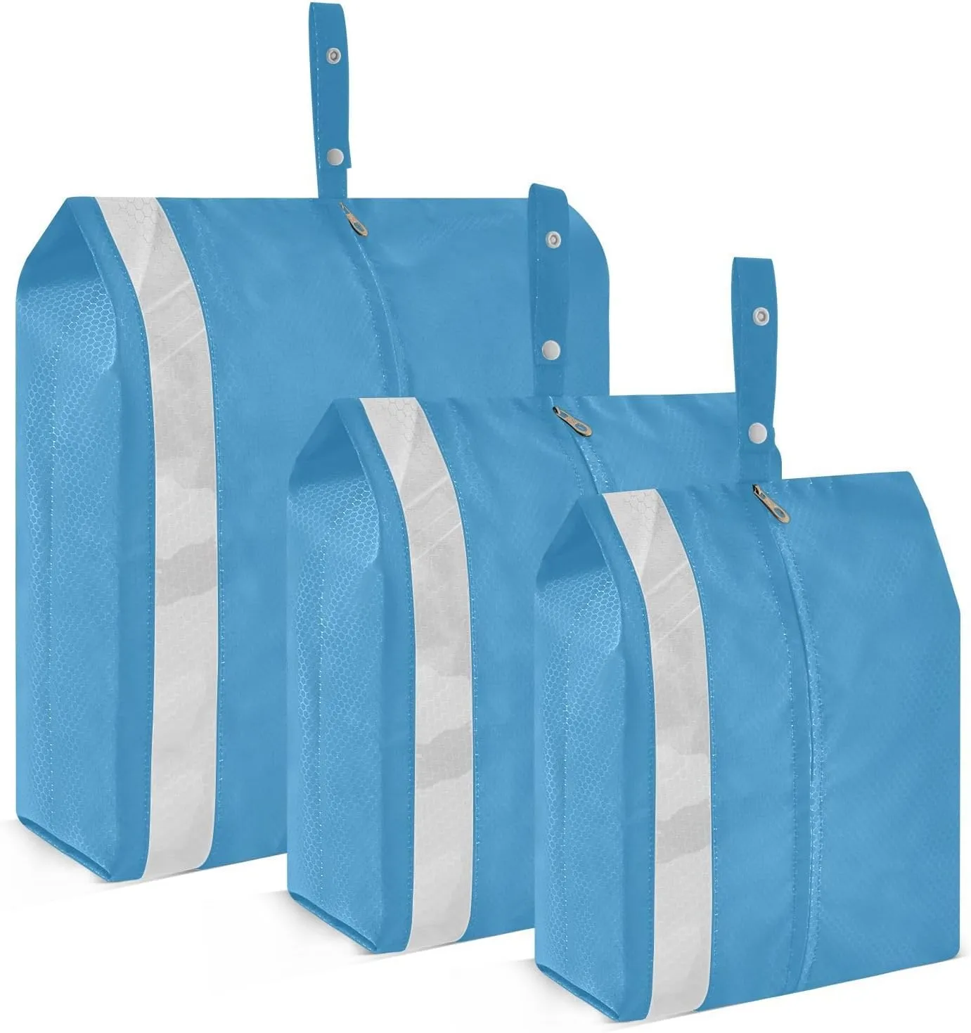 Plain Blue Solid Color Packing Cubes Set of 3, Lightweight Travel Luggage Organizers Foldable Bags for Easy Packing and Organization