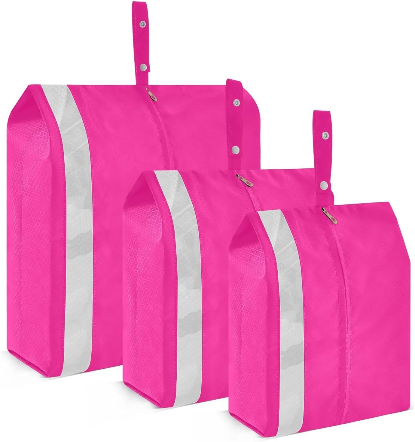 Plain Deep Pink Solid Color Packing Cubes Set of 3, Lightweight Travel Luggage Organizers Foldable Bags for Easy Packing and Organization