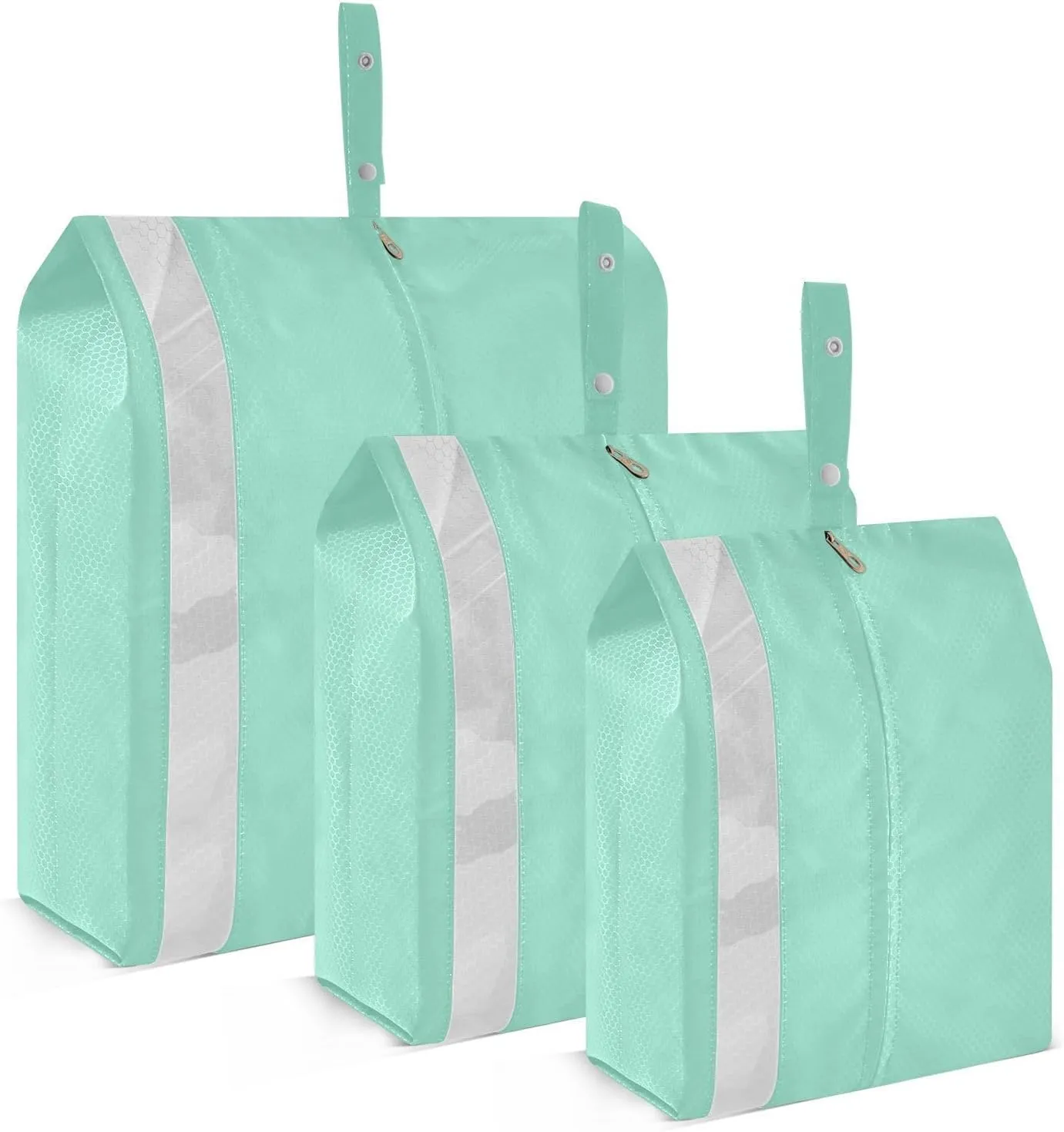 Plain Green Solid Color Packing Cubes Set of 3, Lightweight Travel Luggage Organizers Foldable Bags for Easy Packing and Organization