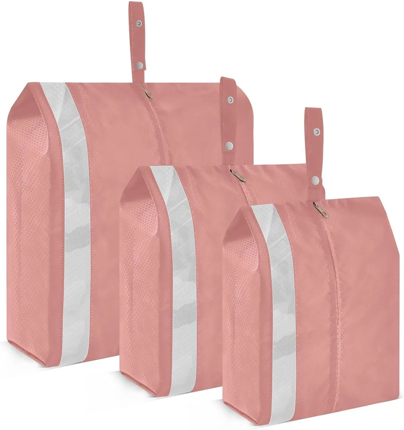 Plain Pink Solid Color Packing Cubes Set of 3, Lightweight Travel Luggage Organizers Foldable Bags for Easy Packing and Organization