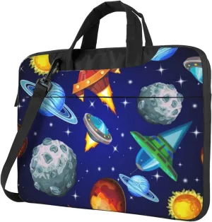 Planets Spaceships Durable 13-15.6 Inch Laptop Bag For Man And Women, Computer Messenger Bag, Trendy Shoulder Strap Design