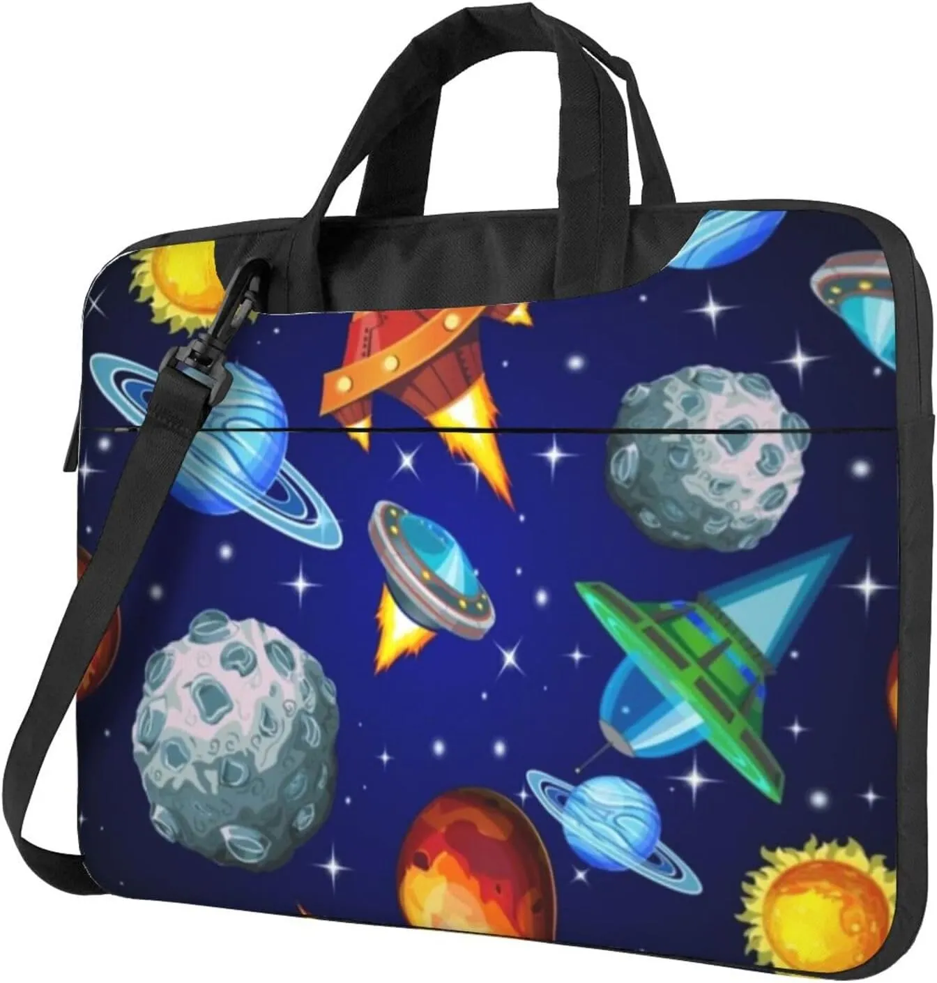 Planets Spaceships Durable 13-15.6 Inch Laptop Bag For Man And Women, Computer Messenger Bag, Trendy Shoulder Strap Design