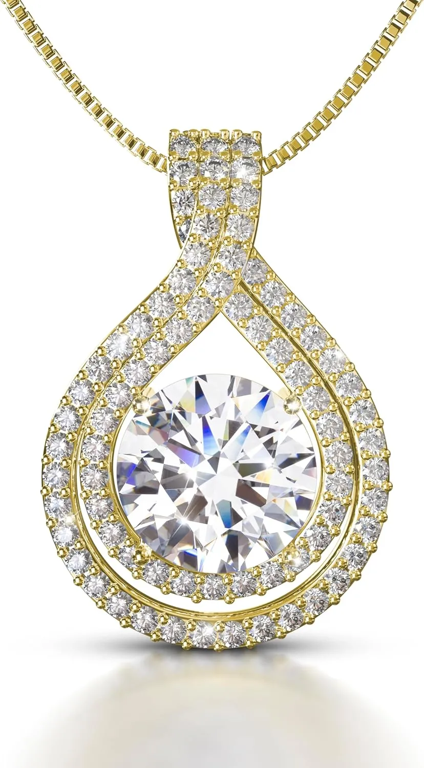 Platinum Plated Certified Moissanite Necklace for Women Gift for Her