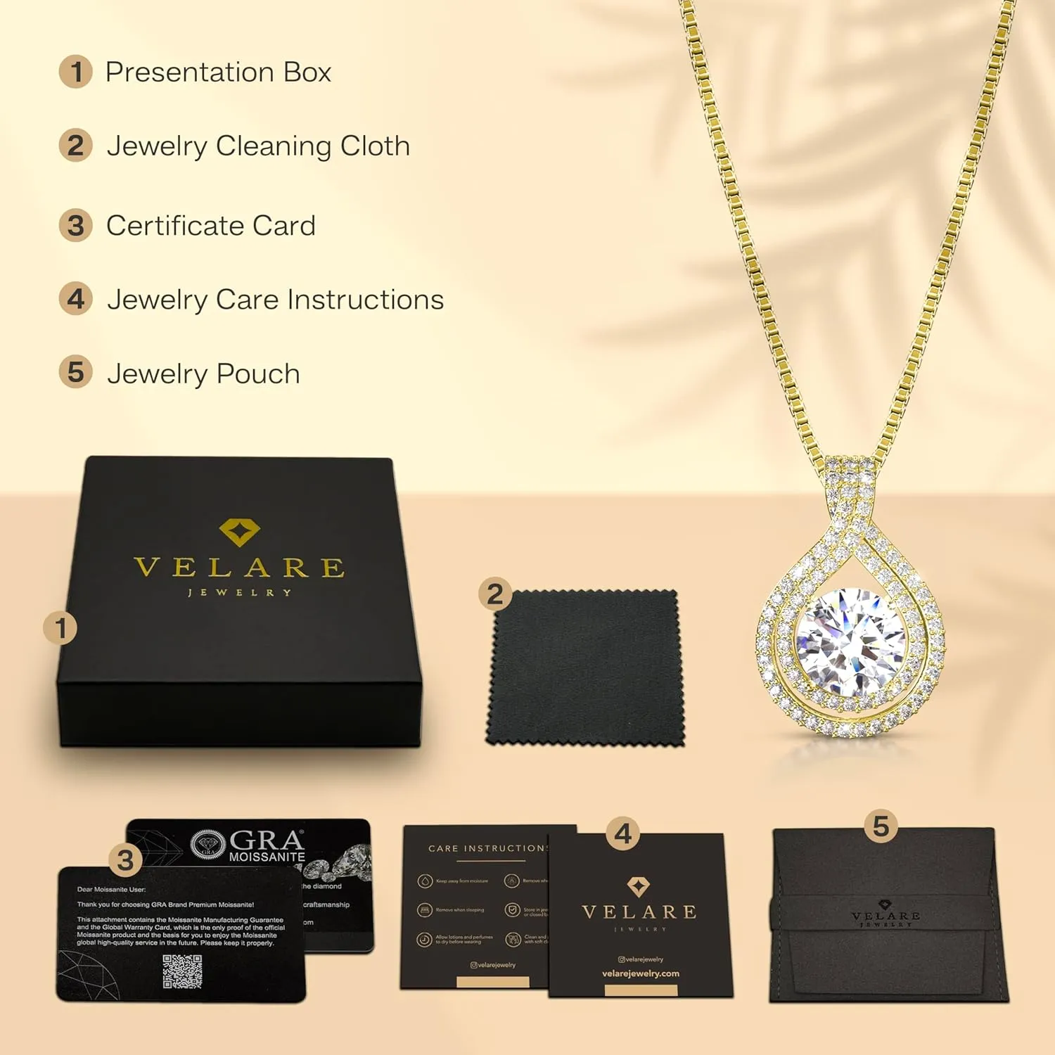 Platinum Plated Certified Moissanite Necklace for Women Gift for Her