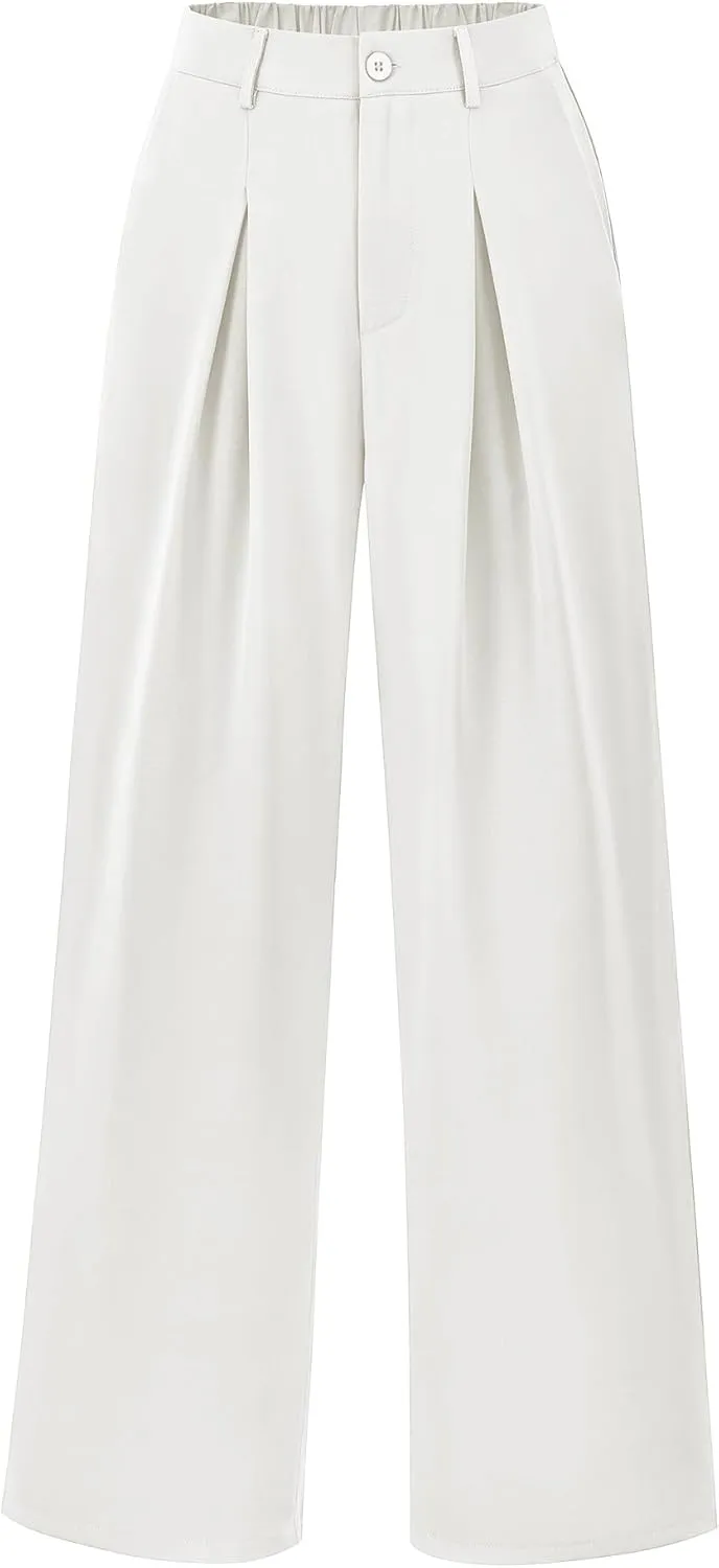 POKWAI Wide Leg Dress Pants Women's High Waisted Dressy Work Pants Business Trousers