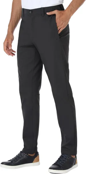 PULI Golf Pants Men Stretch Slim Fit Dress Casual Work Hiking Tapered Waterproof Pants with Pockets