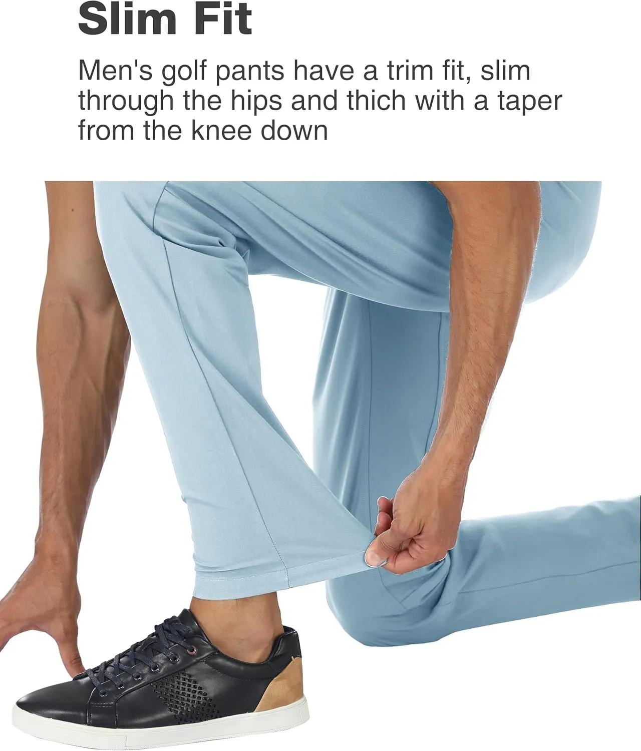 PULI Golf Pants Men Stretch Slim Fit Dress Casual Work Hiking Tapered Waterproof Pants with Pockets