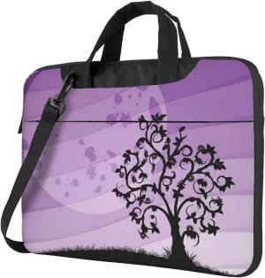 Purple Black Goth Spooky Elegant 13-15.6 Inch Laptop Bag For Man And Women, Computer Messenger Bag, Trendy Shoulder Strap Design