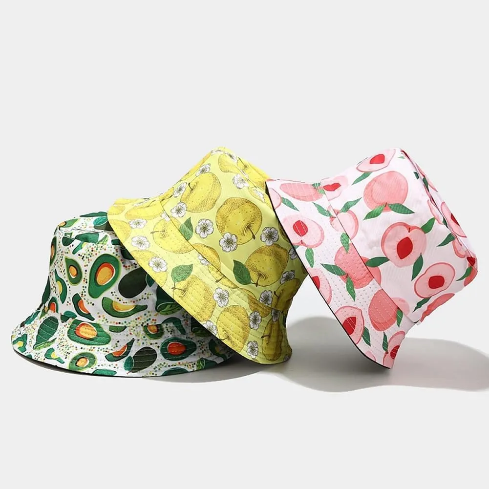 Quanhaigou Reversible Printed Bucket Hat,Summer Beach Outdoor Cap