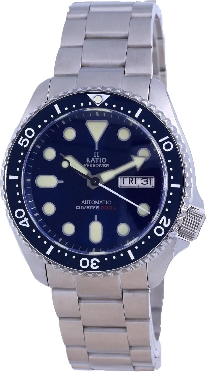 RATIO FreeDiver Dive Watch Sapphire Crystal Automatic Diver Watch 200M Water Resistant Diving Watch for Men