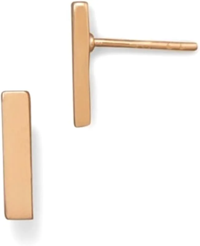 Rectangle Bar Post Stud Earrings Rose Gold-plated Sterling Silver Geometric