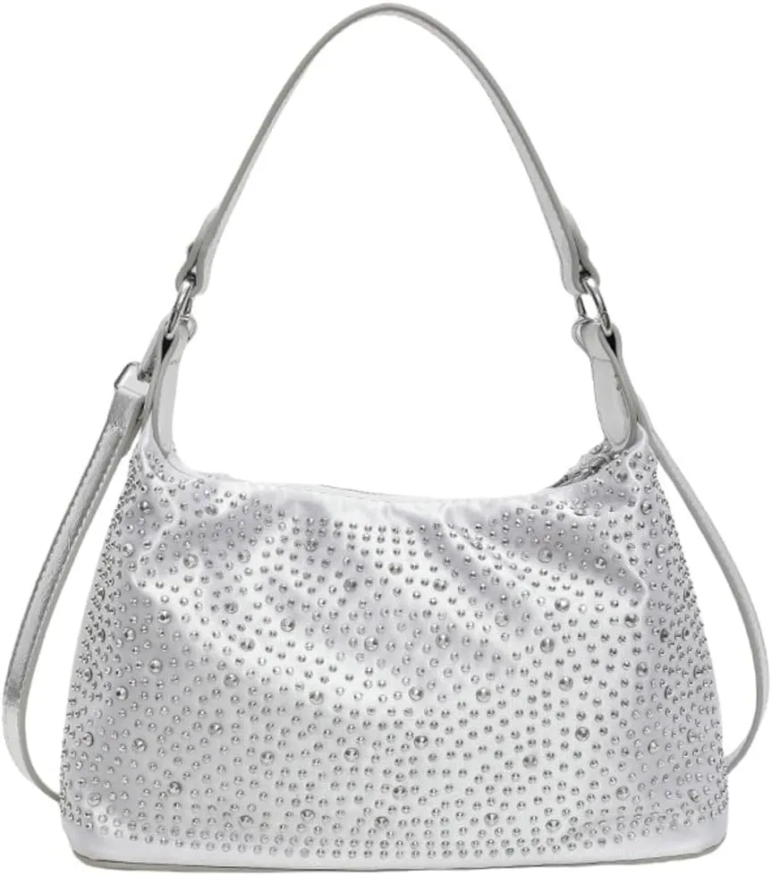Rhinestone Purse for Women Crescent Shoulder Handbag Clutch Crossbody Bags Underarm Purse Bling Evening Bag Daily Bag