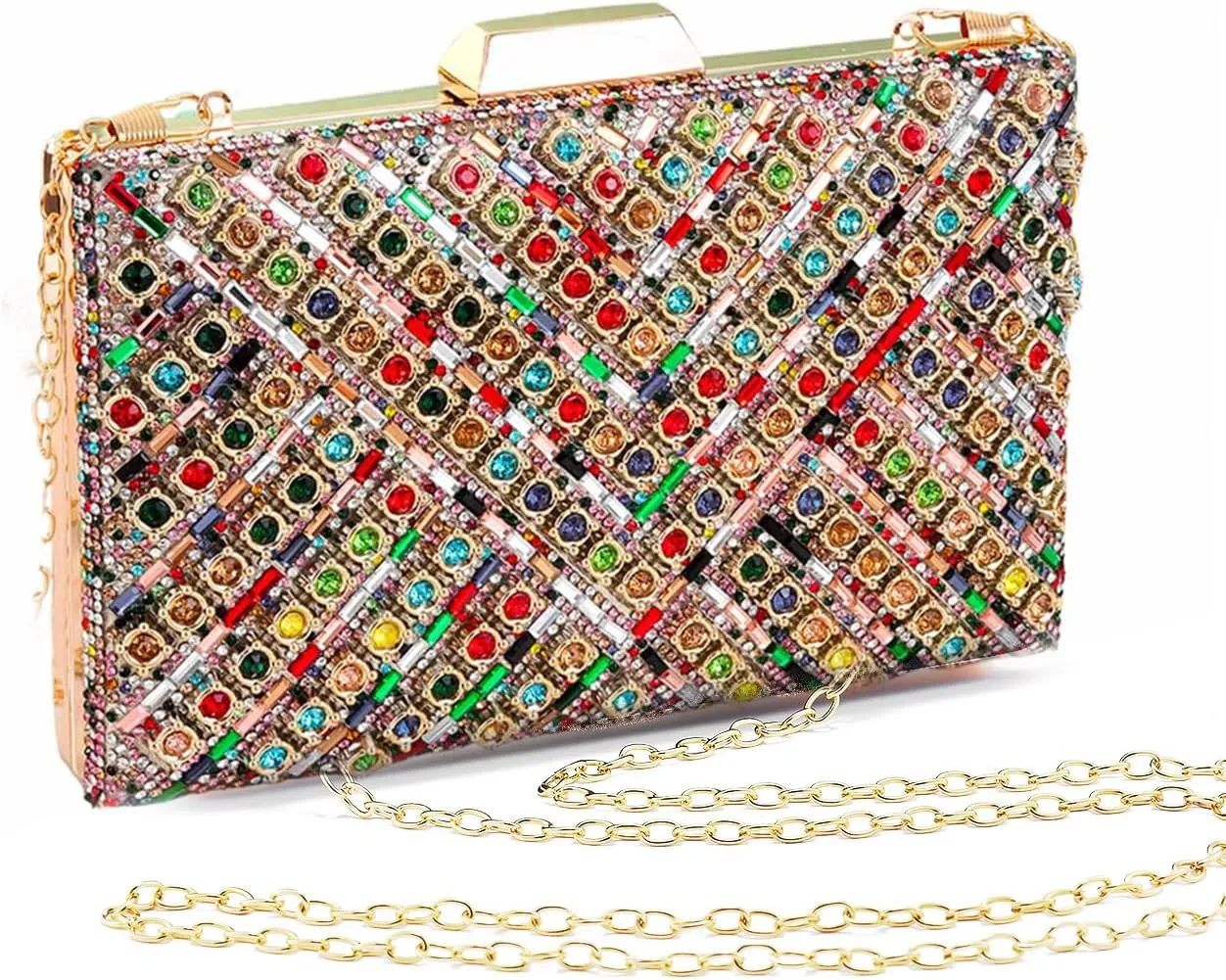 Rhinestones Clutch Purses for Women,Evening Clutch bag Crossbody & Shoulder Bag For Wedding Night out Party CocktailGold