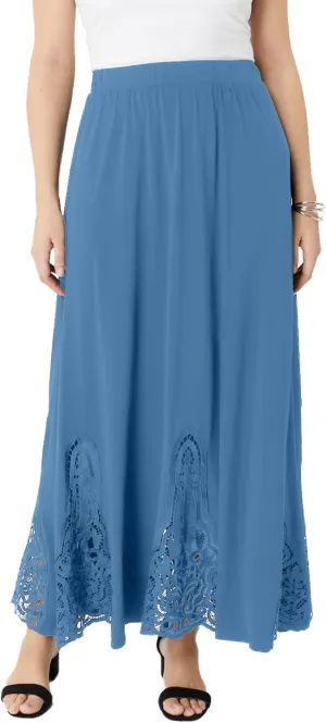 Roaman's Women's Plus Size Ultrasmooth Fabric Lace Maxi Skirt