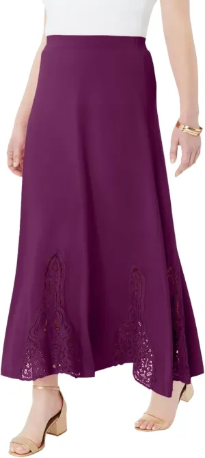 Roaman's Women's Plus Size Ultrasmooth Fabric Lace Maxi Skirt