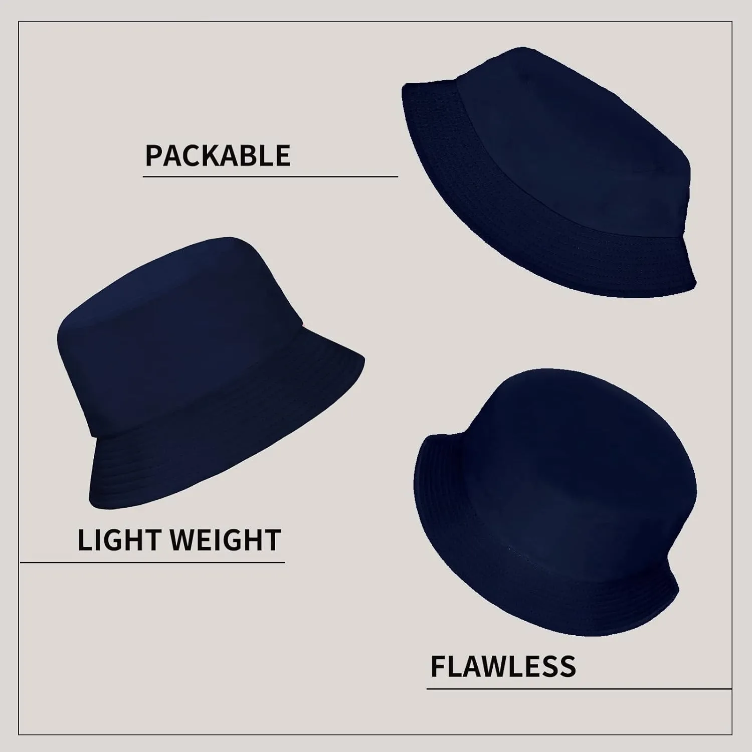 Rosoz 1 & 2 Pack Bucket Hat for Women Men Summer Travel Beach Sun Hat Outdoor Cap Unisex Bucket Hats