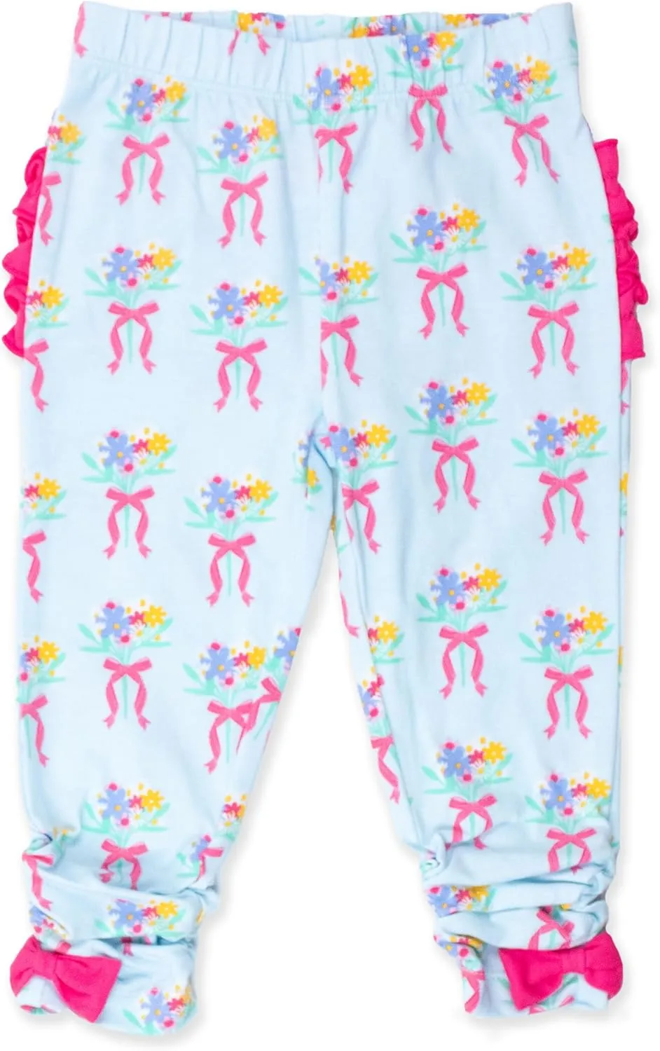 RuffleButts Baby/Toddler Girls Stretchy Ruched Bow Leggings