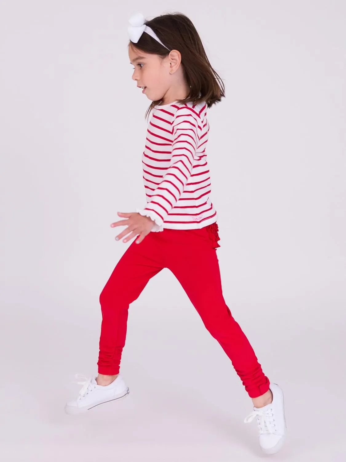 RuffleButts Baby/Toddler Girls Stretchy Ruched Bow Leggings