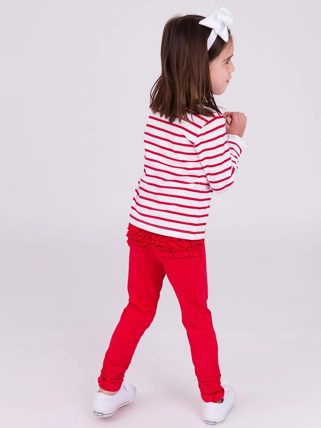 RuffleButts Baby/Toddler Girls Stretchy Ruched Bow Leggings