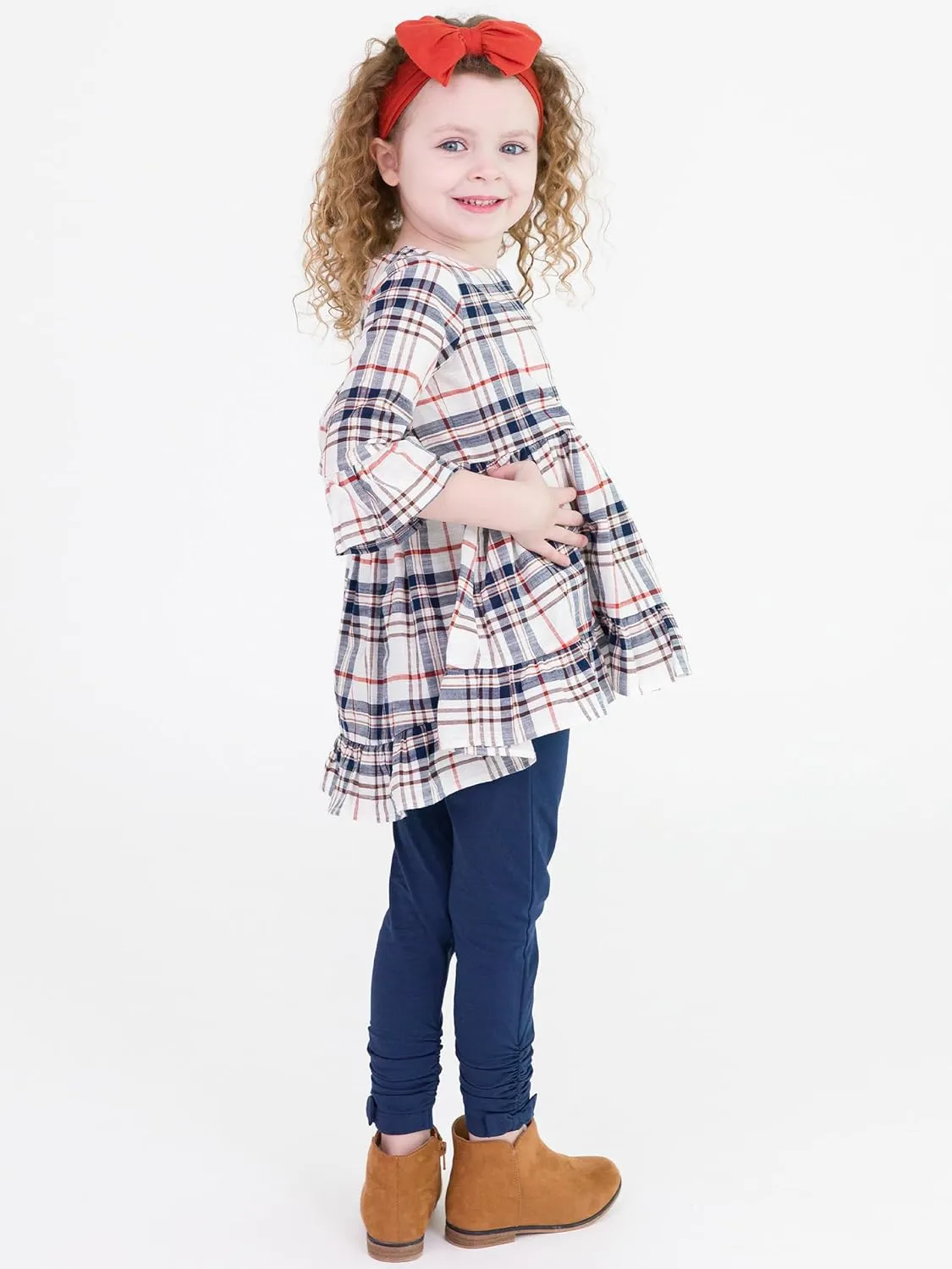 RuffleButts Baby/Toddler Girls Stretchy Ruched Bow Leggings