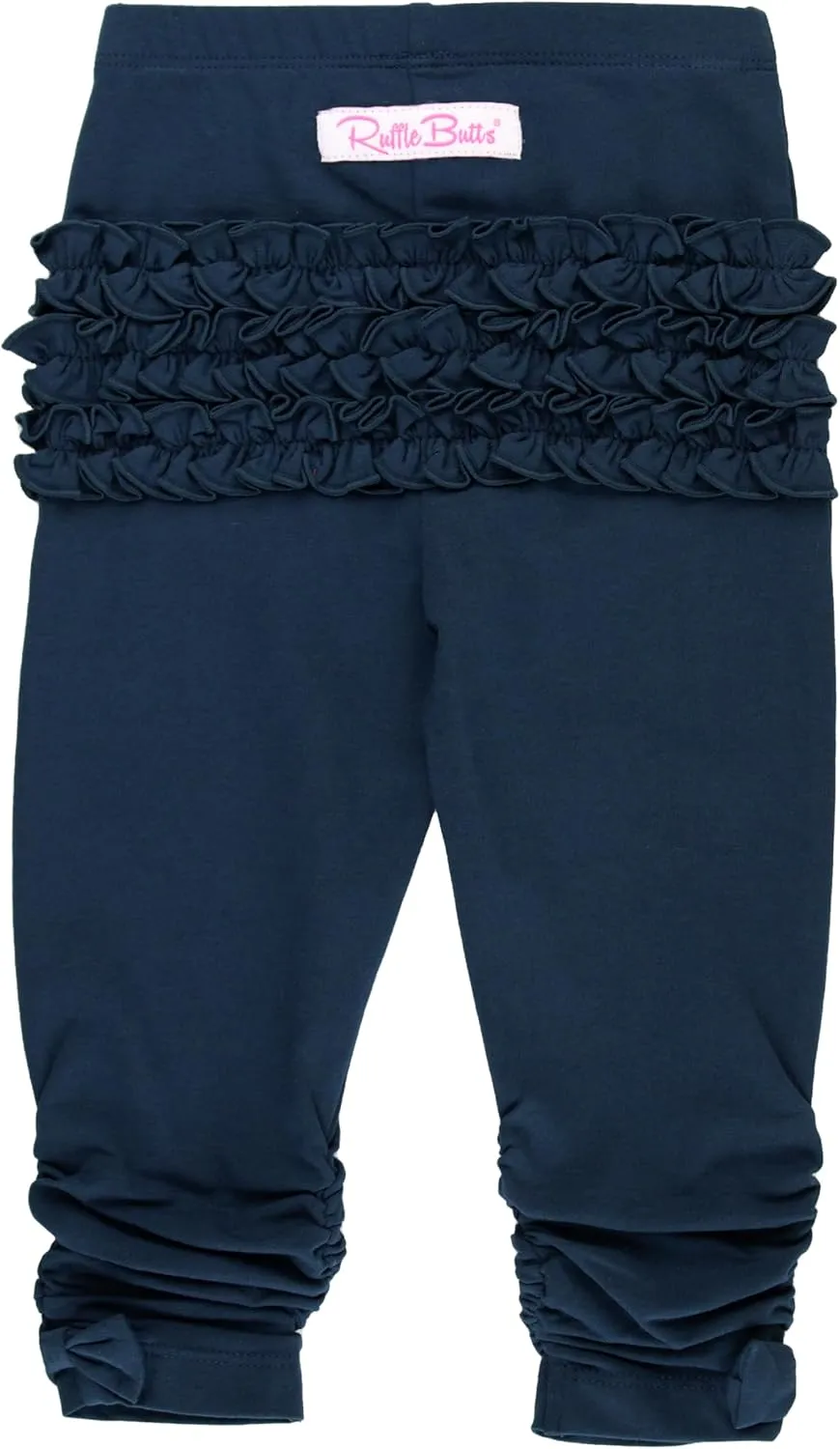 RuffleButts Baby/Toddler Girls Stretchy Ruched Bow Leggings