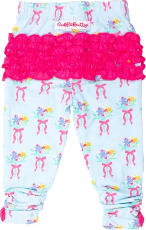 RuffleButts Baby/Toddler Girls Stretchy Ruched Bow Leggings
