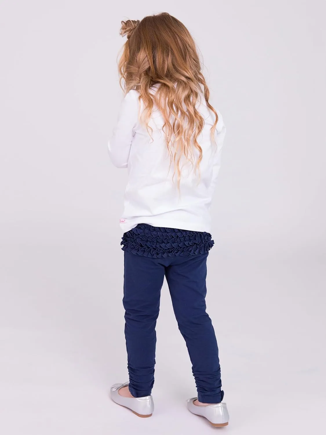 RuffleButts Baby/Toddler Girls Stretchy Ruched Bow Leggings