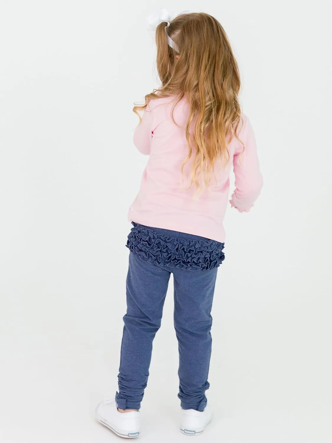 RuffleButts Baby/Toddler Girls Stretchy Ruched Bow Leggings