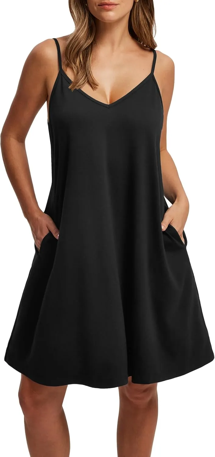 SAMPEEL Summer Dresses Spaghetti Strap Flowy Cami Dresses Sundresses Cover Ups