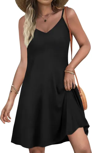 SAMPEEL Summer Dresses Spaghetti Strap Flowy Cami Dresses Sundresses Cover Ups